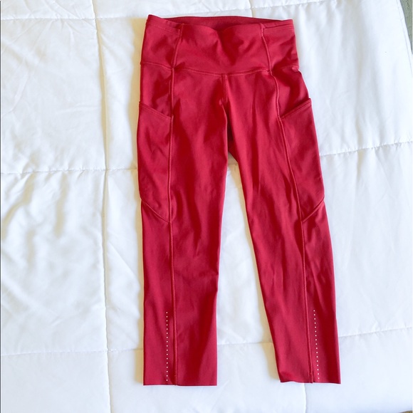 lululemon athletica Pants - Lululemon Women Fast Free Crop 19” Red 4